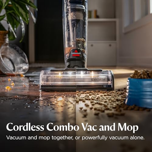 BISSELL CrossWave HydroScrub Plus Cordless Wet Dry Vacuum Mop, Floor Cleaner with Edge Cleaning & Headlights, 45-Minute Runtime, Multi-Surface, Hard Floor Sanitize, & Clean Out Formula Included, 4275E - style: CrossWave HydroScrub Plus