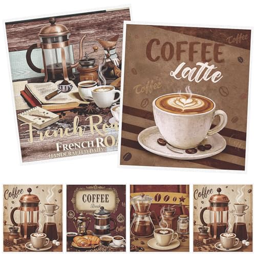 Reusable Swedish Dishcloths for Kitchen, 6PCS Coffee Cellulose Sponge Paper Towels Washable, Vintage Absorbent Fast Drying Swedish Dish Cloth for Home Cleaning - style: Vintage Coffee