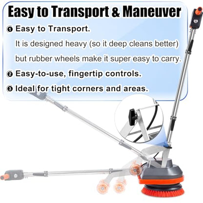 HHQ Commercial Floor Scrubber Machine, Heavy Duty Orbital Floor Cleaner, Multi-Functional Floor Buffer Polisher Machine- Deep Cleaning Tile and Grout, Hardwood Floors and Carpets with Ease, Orb-5