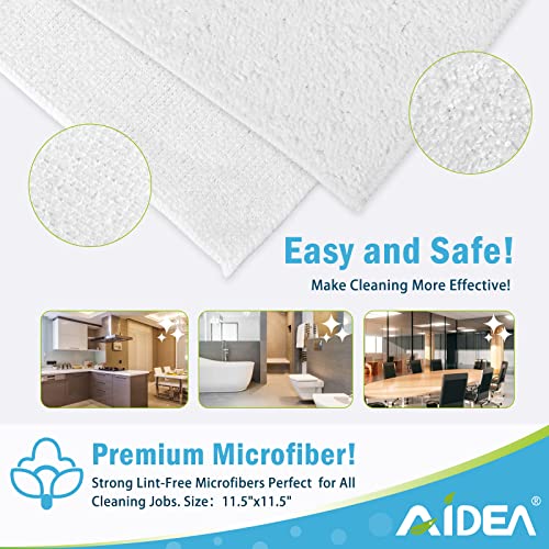 AIDEA Microfiber Cleaning Cloth White 50PK, Cleaning Rags, Microfiber Towels for Cars, Kitchen Towels Dusting Cloth, Wash Cloths, Dish Rags White, 11.5"x 11.5" - color: White