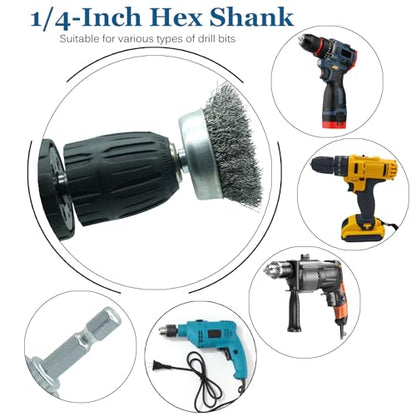 5-Pack 2-inch Wire Cup Brush Set for Drill | Coarse Carbon Steel Crimping Wire, 1/4" Hex Shank, Aggressive Rust Removal, Paint Stripping, Surface Abrasion - style: 2-inch Cup Brush - 5 Piece