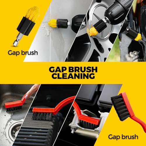 Holikme 22Pack Drill Brush Attachments Set, Scrub Pads & Sponge, Buffing Pads, Power Scrubber Brush, Car Polishing Pad Kit,Wax Applicator Pad,Car Cleaning Kit，Cleaning Supplies，Masonry Brushes,Black - color: Black
