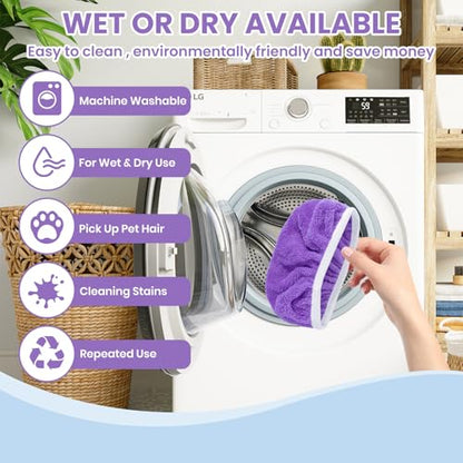 6 Pack Reusable Microfiber Mop Pads - Compatible with Sweeper, Reusable Mop Pads, Washable Dry Cloths & Wet Pads Refill for Hardwood Laminate Tile Floor Cleaning (6, Purple, M) - color: Purple