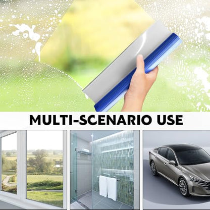 Silicone Water Blade Squeegee, Car Squeegee, 12 Inch Silicone T-Bar Water Blade, Universal Car Accessories Quick Drying Flexible Squeegees Wiper for Auto Window Mirror Glass Shower Door
