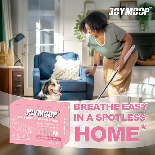 JOYMOOP Microfiber Flat Mop Replacement Pads, Washable Refills for Mop Bucket System, 13 Inch, Pack of 4, Pink - color: 4 Pcs 13" - 4 Pink, size: 13.0 × 4.9 Inch