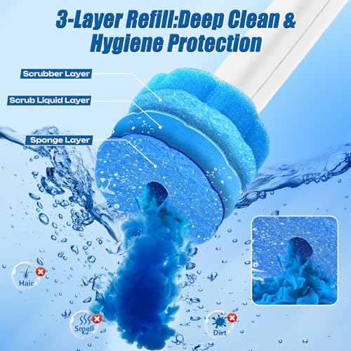 120 Count Disposable Toilet Brush Refills,Toilet Cleaner Refill Pads Disposable Toilet Cleaning System Prefilled Cleaning Fluid Sponge Heads for Toilet Bowl, Sink & Bathtub Cleaning - size: 120 refills