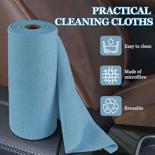 wuyaoyao 50PCS Microfiber Cleaning Cloth Roll, 10"×10" Tear Away Microfiber Towels, Reusable Washable Cloth Paper Towels, Multi-Purpose Cleaning Rags for Car Home Kitchen Garage Shop (Blue) - color: Blue