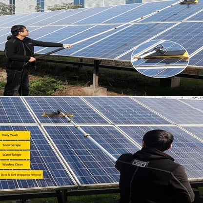 Solar Panel Cleaning Pole 30ft Telescopic Water Fed Brush Squeegee, Long Reach Solar Panel Cleaning Brush Water Fed, Window Pressure Washer with Widened 40cm Rotatable Brush - size: 6m