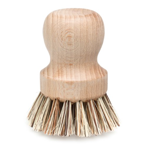 Redecker Pot Brush, Union Fiber, Single Heavy Duty Scrub Brush for Pots, Cast Iron & Baked-On Residue, Beechwood, 2.6-Inch Round, Made in Germany - size: Single Unit