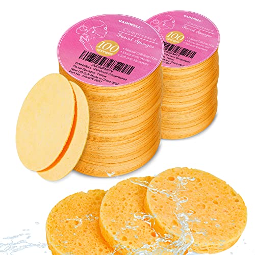 GAINWELL 200PCS Compressed Facial Sponges, Cleansing, for Personal Spa Esthetician Use - color: Yellow, size: 200 Count (Pack of 1)