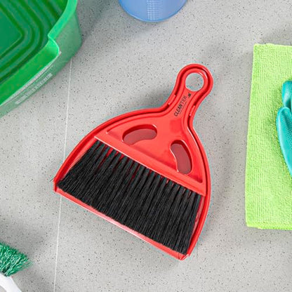 Restaurantware Mini Broom and Dustpan Set 40 Pack of Plastic Handheld Brush and Pan Compact Cleaning Kit with Ergonomic Handle Red and Black Office Desk and Home Cleaning Set