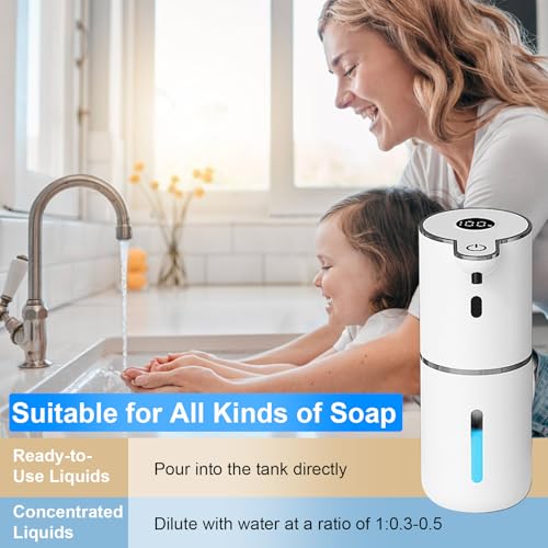 OHIFAST 2 Pack Automatic Liquid Soap Dispenser Touchless, USB Rechargeable Smart Hand Soap Dispenser, 6-Level Adjustable, 12.8oz/380mL Wall Mount for Bathroom Kitchen Dish Soap-White - color: White, style: 2 Pack Liquid