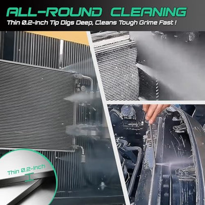 24 Inch Radiator Cleaning Wand, 4500 PSI Stainless Steel Radiator Cleaner Wand with Quick Connector, Dual Water & Air Blow Gun Adapter for Trucks, RVs, Heavy Equipment Pressure Washer - size: 24"(60cm) Wands