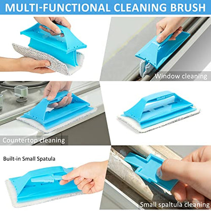 Microfiber Duster Kit 23pcs with 30 to 100 Inches Extension Pole and Extendable Window Squeegee, Washable and Bendable Feather Duster for Cleaning Ceiling Fans, High Ceilings, Cobwebs, Blinds