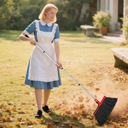 Heavy Duty Angle Broom with 58″ Long Handle, 14″ Wide Stiff Bristles for Indoor & Outdoor Sweeping, Garage, Patio, Deck, Concrete & Debris Removal