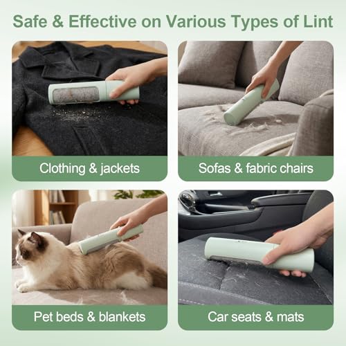 Pet Hair Remover Tool - Reusable Lint Roller Lint Brush for Cat & Dog Hair on Furniture, Clothes, Couches, Car Seats, and Fabric - No Refills, Eco-Friendly and Portable (Green) - color: Green
