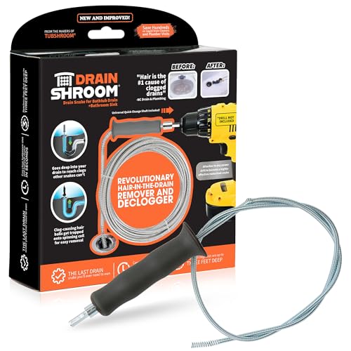 DrainShroom DSSNK070 Revolutionary Tub and Sink Snake Auger Clog Remover for Bathroom Drains, 42 Inch, Stainless