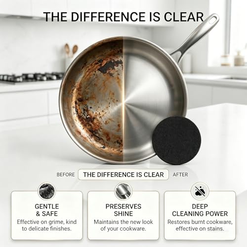 3PCS Stainless Steel Sponge, Heavy Duty Emery Sponges for Burnt-On Stain Removal, Zero Chemicals, Reusable Cleaning Sponges for Stainless Steel Cookware, Pots, Pans & Grills