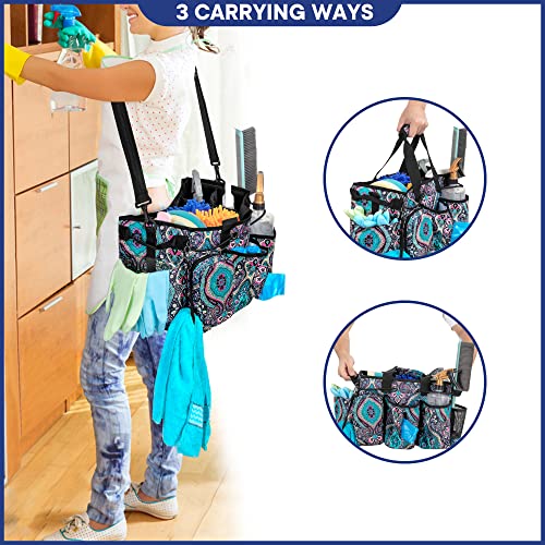 LoDrid Large Professional Cleaning Caddy with Detachable Divider, Supply Organizer with Handle and Shoulder Strap, Cleaning Bags for Housekeepers & Cleaners, Totem - color: Totem