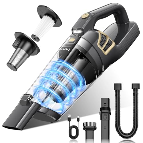 CKIKH Handheld Vacuum Cordless, 15000PA Powerful Suction Rechargeable Vacuum,Portable Car Vacuum with LED Light and Multi Accessories, Hand Held Vacuum Cleaner for Home, Office, Pet Hair and Car - color: Grey & Gold