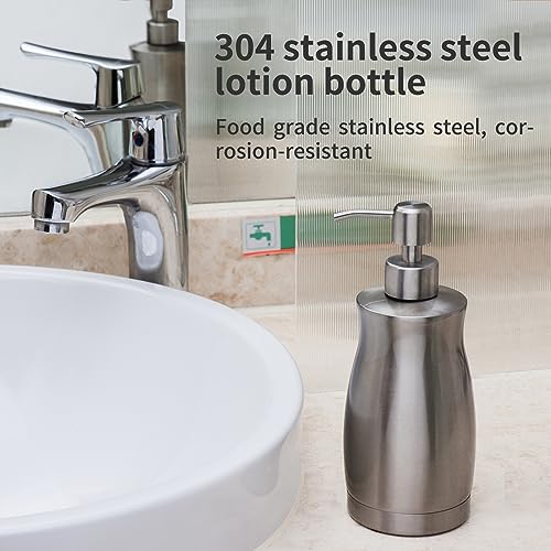 Brushed Stainless Steel Countertop Soap Dispenser Rust and Leak Resistant Hand Soap Pump with Funnel for Kitchen Countertops and Bathroom Dispensers (13.5 oz/400 ml) - color: Gray (Brushed Nickel) Gel Style