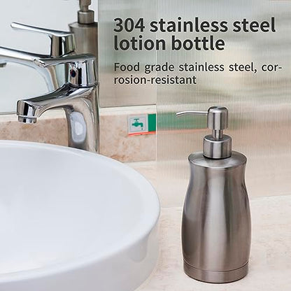 Brushed Stainless Steel Countertop Soap Dispenser Rust and Leak Resistant Hand Soap Pump with Funnel for Kitchen Countertops and Bathroom Dispensers (13.5 oz/400 ml) - color: Gray (Brushed Nickel) Gel Style