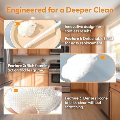 360° Flexible Silicone Bottle Brush, 2026 New Bottle Cleaner Brush with Long Handle, Water Bottle Cleaner, Deep Cleaning for Baby Bottles,Glassware, Narrow Neck Containers (2pcs) - color: 2pcs