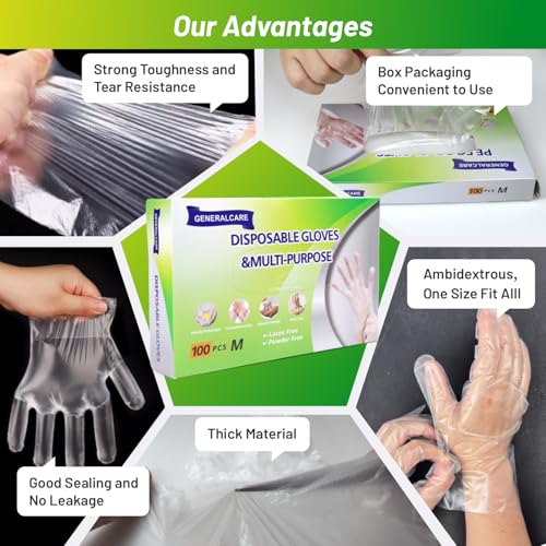 Disposable TPE Cooking Gloves, Ideal for Cleaning and Food Prep, Latex & Powder Free, Food safe - size: Medium, style: 100pcs