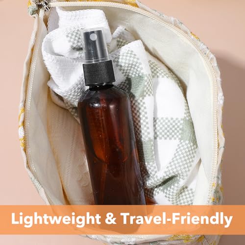 60 Pack 4 Oz Amber Plastic Spray Bottles, Fine Mist Refillable Empty Travel Bottles for Essential Oils, Perfume, Toner & Cleaning Solutions