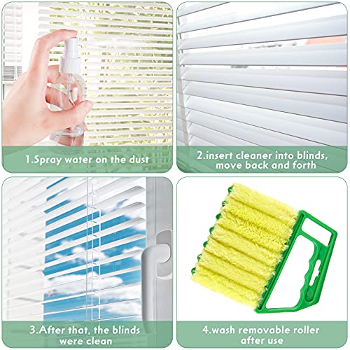 Geiserailie 3 Pieces Blind Cleaner Duster Tool 7 Finger Dusting Cleaner for Window Venetian Washable Mini Brush Hand Held Tool for Air Conditioner Dust Dirt (3 Colors)