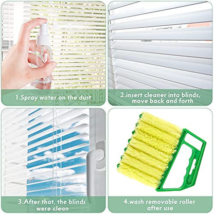 Geiserailie 3 Pieces Blind Cleaner Duster Tool 7 Finger Dusting Cleaner for Window Venetian Washable Mini Brush Hand Held Tool for Air Conditioner Dust Dirt (3 Colors)
