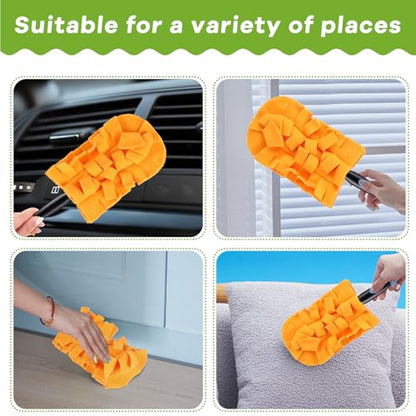 Zubebe 12 Pcs Duster Refill Reusable Fleece Duster Refills Feather Flat Dusters Multi Surface Washable Cleaning Pads Tools for Home, Blinds, Car, Pet, Furniture, Fans (Orange) - color: Orange