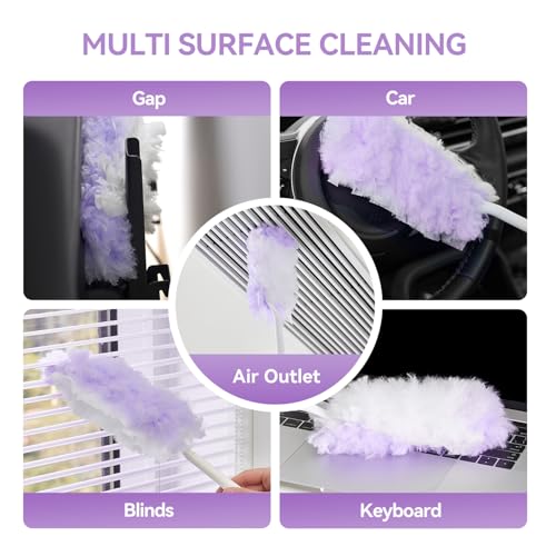 30 Count Duster Refills with 1 Handle, Heavy Duty Microfiber Feather Duster, Disposable Multi Surface Duster Kit, Household Cleaning Tool for Pet Hair, Home, Office, Blind, Furniture - color: 1 Short Handle + 30 Refills