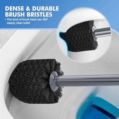 LOVLOY Toilet Plunger and Brush with Holder, Bowl Brush and Heavy Duty Toilet Plunger Set with Ventilated Holder, 2-in-1 Toilet Brush and Plunger Combo for 5.3-inch Toilet Drain New Pack (Grey, 1) - color: Gray