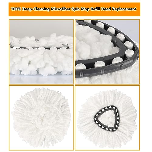 8-Pack Spin Mop Replacement Heads, 100% Microfiber Spin Mop Refills Heads for Easy Wring, 360°Micro Replacement Mop Head for Easy House Cleaning Floor Mopping - (White) - size: 8Pack