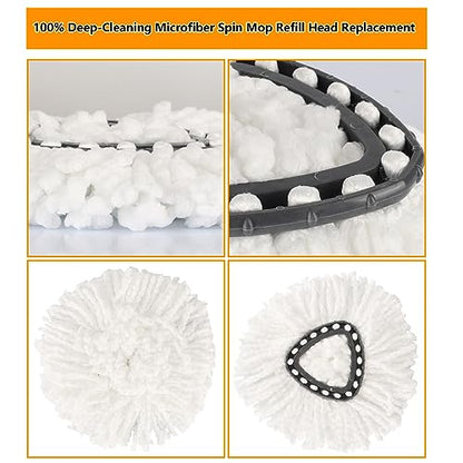 8-Pack Spin Mop Replacement Heads, 100% Microfiber Spin Mop Refills Heads for Easy Wring, 360°Micro Replacement Mop Head for Easy House Cleaning Floor Mopping - (White) - size: 8Pack