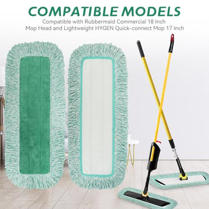 Dust Mop Pads for Rubbermaid Commercial Microfiber Dust Mops - 18 inch Mop Head Replacement with Fringe - Reusable Wet & Dry Cleaning Flat Mops System 18" 17" Refill for Multi-Surface Floor - 4 Pack - color: 4 Pack