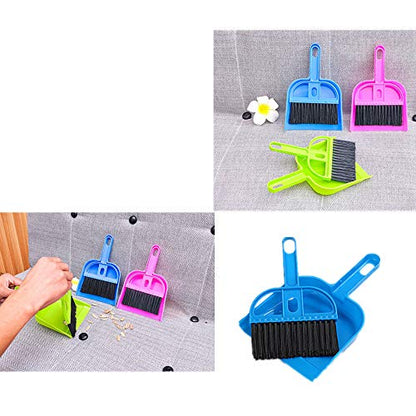 Mini Dustpan and Broom Set 1 Pcs Dustpan Brush Set Portable Plastic Brush Set (Blue) Used for Tool Brush Keyboard Home Kitchen Sweeper Table Desk Office