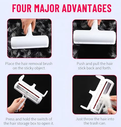 Reusable Pet Hair Remover Roller – Heavy Duty Manual Lint Roller for Dog & Cat Hair – Furniture, Couch, Carpet, Rugs & Car Seats – Durable ABS, Portable & Eco-Friendly