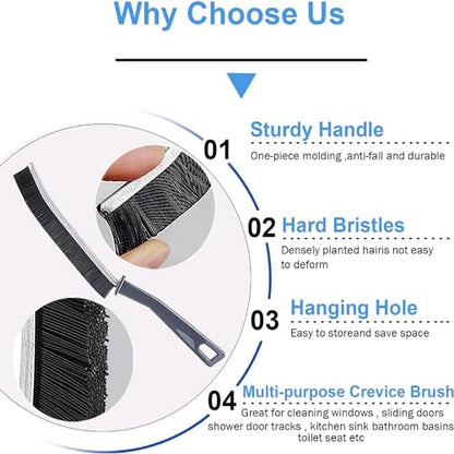 VeranCo Hard Bristle Crevice Cleaning Brush, Black 3Pcs, Polypropylene Handle, Ideal for Kitchen Gaps, Window Tracks, Grout, and More