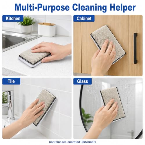 MAQIHAN Microfiber Applicator Pad - 4PCS Microfiber Pads Detailing Sponge, 5x4 Inch Car Interior Detailing Kit for Leather Sofa Shoes Bags, Car Wash Sponge for Household Cleaning