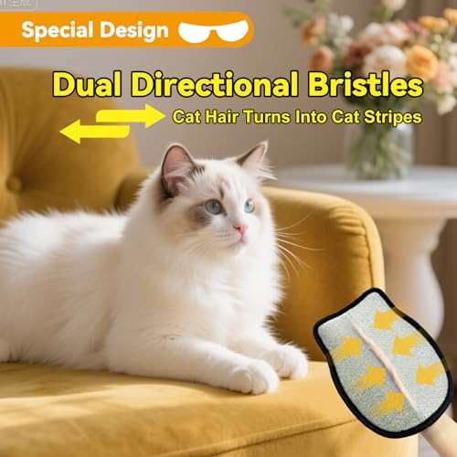 Pet Hair Removal Glove, Washable Reusable Cat Dog Fur Remover Mitt with Electrostatic Dual-Direction Surface for Couch, Sofa, Bedding, Rugs and Pet Beds(2pcs-Yellow Black) - color: 2pcs-Yellow Black