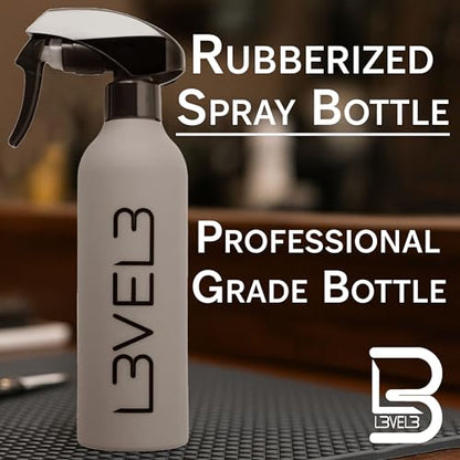 L3 Level 3 Rubberized Spray Bottle - Precise Action Mist Bottle for Effortless Hair Styling - Rubber Grip for Total Control - color: Grey