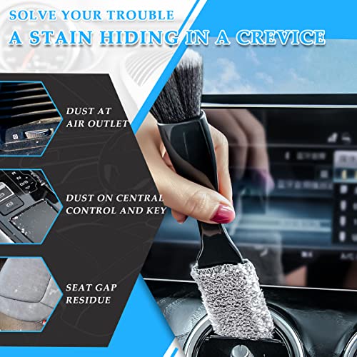 Ziciner 1 PC Double Head Brush for Car Clean, Soft Auto Interior Duster Detailing Brushes, Universal Vehicle Dashboard Screen, Air Vents, Computer etc Cleaning Tool Accessories (Black) - color: Black, 1 PC