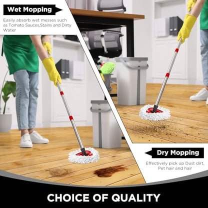 Baderke 3 Pack Chenille Mop Heads Replacements Compatible with 1 Tank System Chenille Duster Replacement Heads Microfiber Spin Mop Refill Pads Reusable Dust Refills for Floor Cleaning (White) - color: White