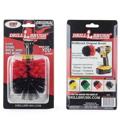 Outdoor Cleaning Supplies - Garden Scrubbing Tool - Patio Scrubbing Brush - Deck Cleaning - Bird Bath Cleaner - Garden Statues - Concrete Scrub Brush - Headstone Restoration Kit - color: Stiff-red