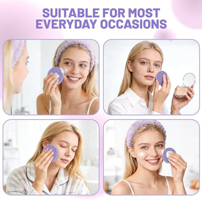 100-Count Compressed Facial Sponges for Washing face, Natural Cellulose Cosmetic Makeup Sponge for Facial Cleansing, Slight Exfoliating, Makeup Removal-(Purple Round Sponge) - color: Purple-round