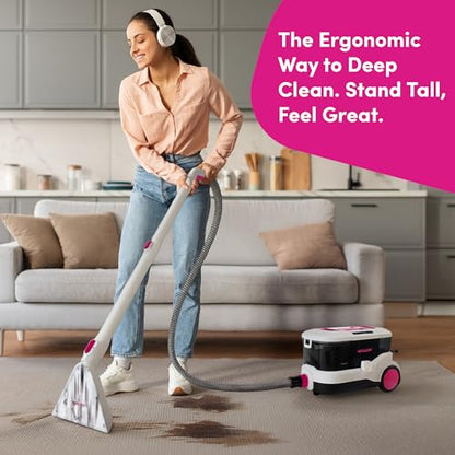 WECLEAN C4 Portable Carpet Cleaner Machine, Stand Up Upholstery Cleaner with 18KPa Powerful Suction, 800W Spot Cleaner for Pet Stains, Carpet, Rug, Couch and Car Interior, Dual Tank System, Pink - color: Pink