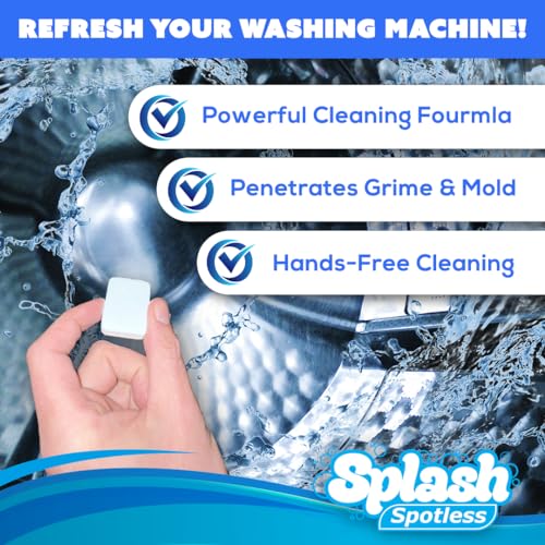 Splash Spotless Washing Machine Cleaner for HE Front Load & Top Load Washers, 1 Count (Pack of 1)