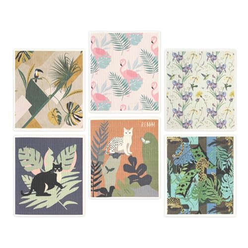 YoulerTex Swedish Dishcloths Dish Towels Set: 6 Packs Cellulose Sponge Cloths Reusable Cleaning Cloths for Kitchen Absorbent Reusable Paper Towels Dish Cloth Non-Scratch No Odor (Animal) - color: 03 Animal